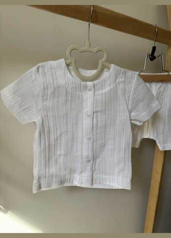 Белый летний костюм рубашка и шорты муслин с шортами No Brand Костюм