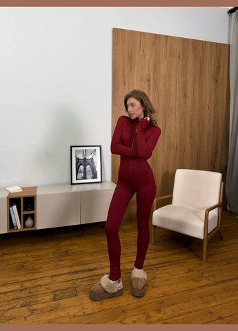 Комбинезон жаккард No Brand Комбінезон комбинезон-брюки бордовый спортивный, повседневный жаккард, трикотаж