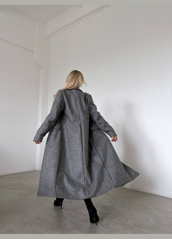 Серое демисезонное Трендовое пальто оверсайз No Brand