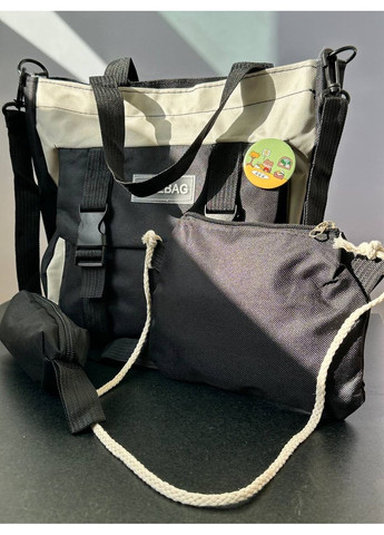 Рюкзак 4 в 1 и брелок, (рюкзак, сумка, лоскут, пенал), текстиль, полиестр, с упреком брелок и значки Україна (351410356)