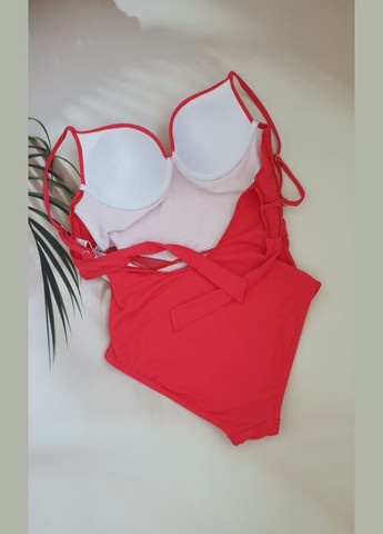 Червоний літній стильний жіночий суцільний купальник суцільний No Brand