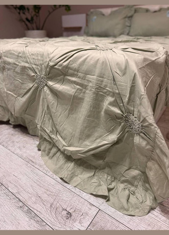 Постільна білизна Євро 200х220 наволочка 70х70 2шт Оливковий (П4-satin-zhatka-ser-002-01) No Brand (348094926)