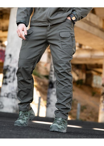 Оливковые зимние брюки No Brand