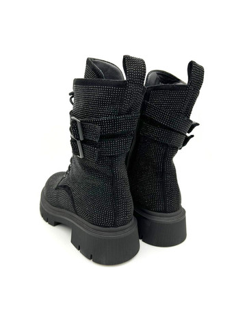 Черевики жіночі зимові чорні із стразами. Fashion (366427191)