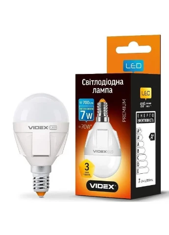 Светодиодная лампа PREMIUM G45 7W E14 3000K (VL-G45-07143) (1277454) Videx (380442365)