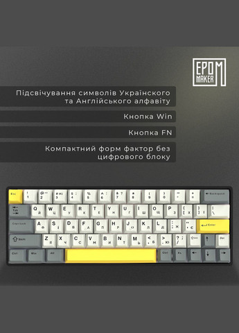 Клавіатура бездротова EP64 60% Mulan Switch Hot-Swap (2.4G/BT/USB) RGB UA Black (EP64-B-M) EPOMAKER (320827584)