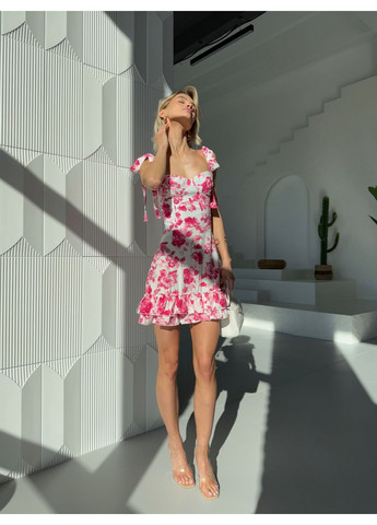 Рожева кежуал сукня з відкритими плечима Larionoff з квітковим принтом