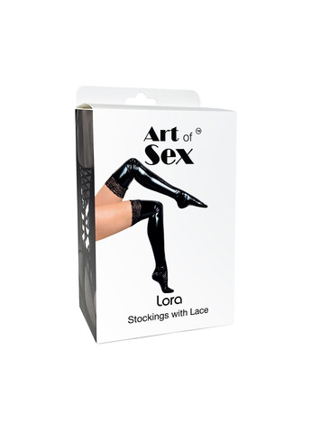 Сексуальные виниловые чулки - Lora с кружевом, размер, цвет красный - CherryLove Art of Sex (282959161)