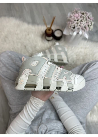 Белые летние кроссовки nike air more uptempo white beige найк аир мор уптемпо No Brand