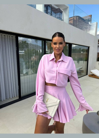 Костюм жіночий рожевий, спідниця-шорти + сорочка, елегантний та стильний, ідеально для повсякденних та особливих образів No Brand 561-2 (322444212)