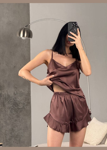 Коричневая всесезон пижама женская Україна