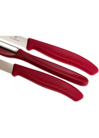 Набор кухонный SwissClassic Paring Set 3шт с черв. ручкой (2 ножа, овощечистка) в подар.упак. Victorinox (386506375)