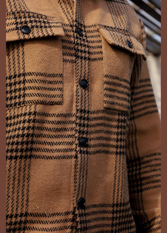 Бавовняна чоловіча сорочка в клітку для прогулянок, практична класична зручна карамельно-чорна Intruder (360071961)