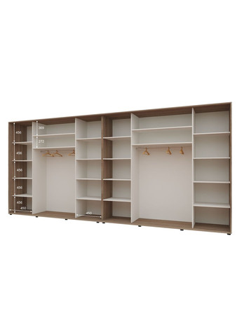 Шафа-купе шестидверна 480*60*220 см Трюфель 4 двері ДСП + 2 двері Дзеркало Максі Комфорт Меблі (360435830)