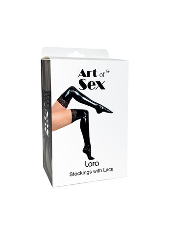 Сексуальные виниловые чулки - Lora с кружевом, размер, цвет черный - CherryLove Art of Sex (282959154)