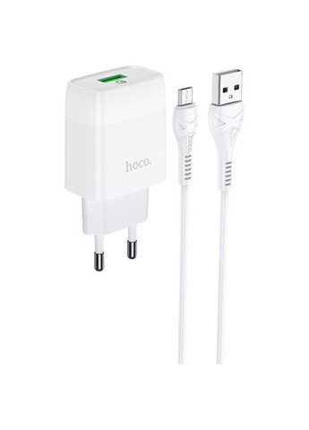Зарядний пристрій C72Q Glorious USB QC3.0 + cable USB to Micro 5P 18W White (6931474732538) Hoco C72Q Glorious USB QC3.0 + cable USB to Micro 5P 18 (370014484)