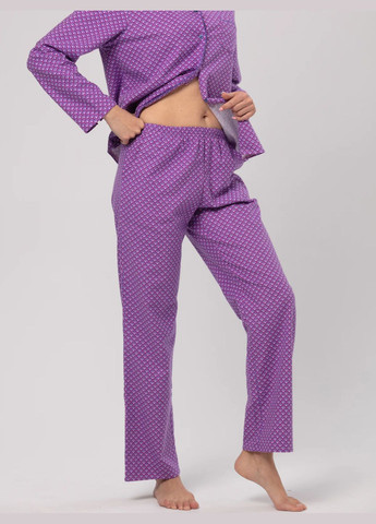 Фиолетовая зимняя пижама женская фланелевая lns 529 рубашка + брюки Key