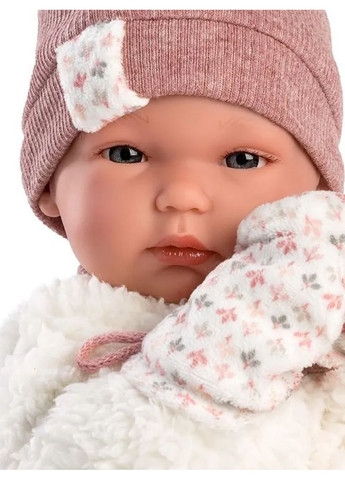Виниловая кукла девочка 35 см мягкая силиконовая пупс для детей с пледом и шапкой Llorens (370603619)