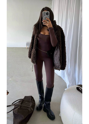 Комбинезон женский KaraMix комбинезон-брюки однотонный коричневый повседневный бифлекс