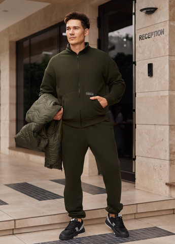 Оливковий (хакі) демісезонний спортивний костюм трійка трійка No Brand
