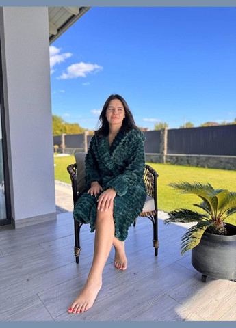 Халат махровий жіночий з капюшоном Зелений (П4К-Al-sharpey-halat-004-02) No Brand (308864464)