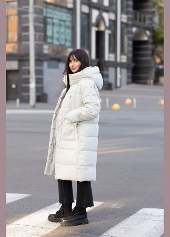 Сіро-бежеве зимнє Жіноче зимове пальто 35538 Lusskiri