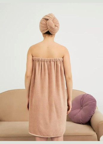 Женский набор чалма с полотенцем-халатом 80х140 Беж (П4К-novo-f-sauna-010) No Brand (323160667)