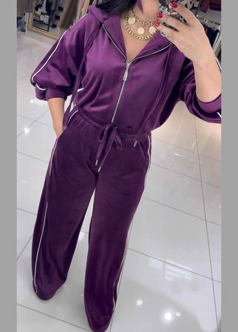 Женский комбинезон No Brand комбинезон-брюки однотонный сливовый спортивный, повседневный, кэжуал, денил велюр