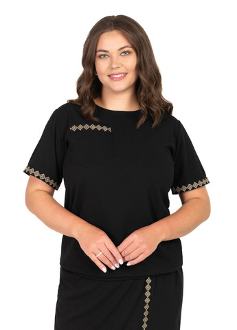 Костюм-двойка с юбкой Грация (черный с песочной вышивкой) Golfstream (335814313)