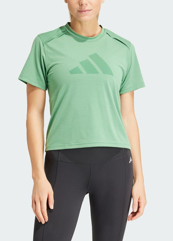 Зеленая всесезон футболка power performance big logo adidas