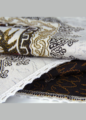 Скатерть гобеленовая белая прямоугольная праздничная с кружевом для квадратного или прямоугольного стола Стильная пион 100х100 Maystat (305390498)