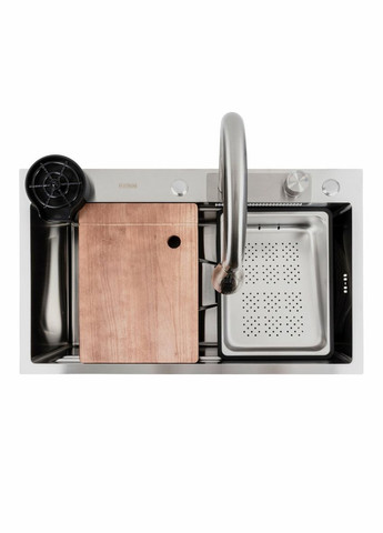 Кухонная мойка нержавейка CM 75*46A Handmade "Водопад" Platinum (336937557)