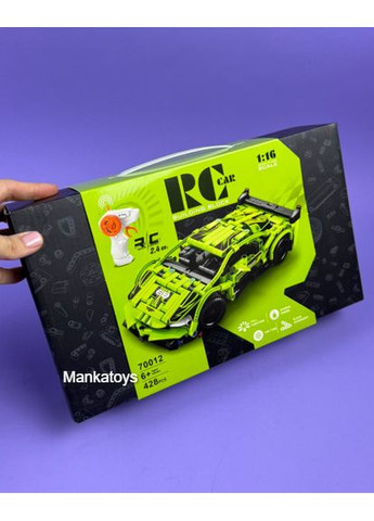 Конструктор 428 деталей спортивная машина на радиоуправлении р/у, зеленая 70012D питание от аккумулятора Iblock (363838763)