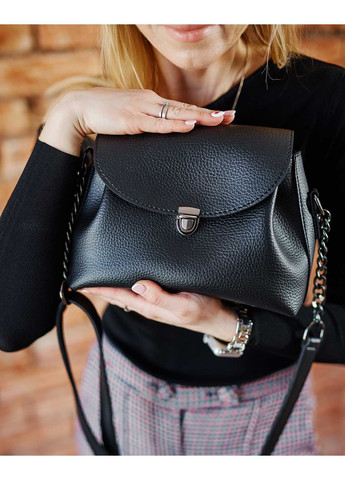 Сумка жіноча Софі чорна з екошкіри молодіжна м'яка з ланцюжком для повсякденного використання ProDobro (367266428)