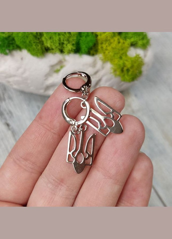 Сережки Xuping Патріотичні Герб України тризуб Сріблястий Родій 28 мм x 11 мм Finding (338434432)