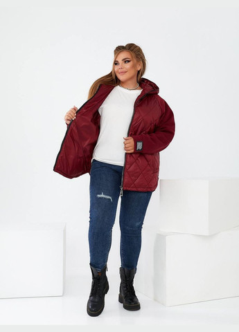Бордовая демисезонная женская демисезонная куртка с капюшоном короткая No Brand