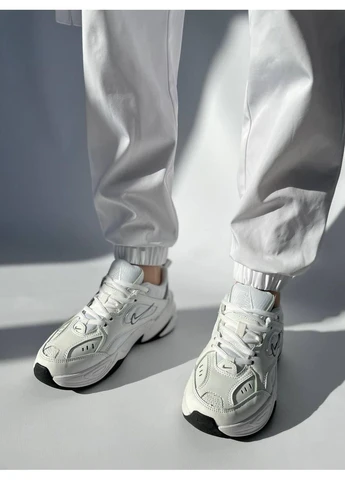 Белые демисезонные кроссовки мужские nike m2k tekno essential white black 1 найк м2к текно белые No Brand