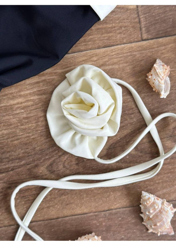 Черный летний женский купальник с белой полоской / женский купальник черный минималистичный с контрастным верхом No Brand