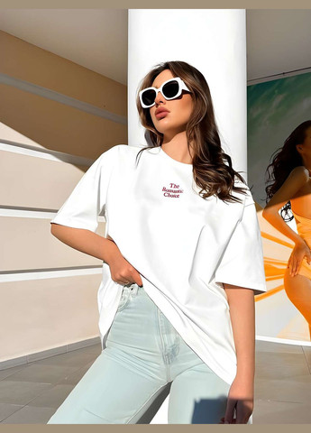 Жіноча чорна базова футболка one size оверсайз із написом вишивка Україна - (339402838)