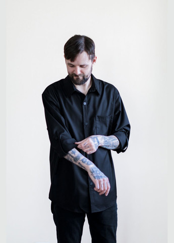 Черная рубашка с украинской символикой Your way с длинным рукавом