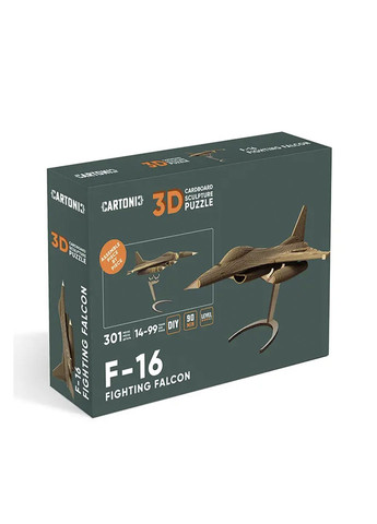 Картонный конструктор 3D Puzzle - Самолет F16 цвет разноцветный CB-00263543 Cartonic (314893016)