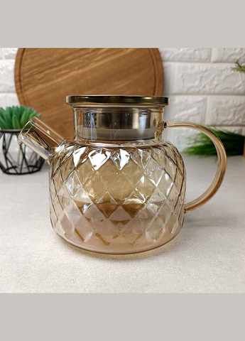 Чайник для заварювання для плити 1л + підставка для підігріву свічкою No Brand (314874447)