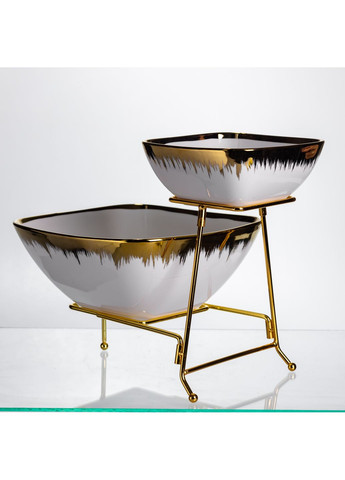 Фруктовниця порцелянова на 2 яруси 31*23*25 см на металевій підставці Yiwu (366670471)