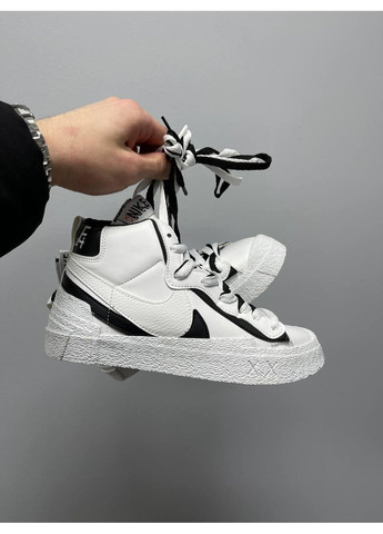 КРОСІВКИ ЖІНОЧІ NIKE BLAZER MID X SACAI WHITE BLACK НАЙК БЛЕЙЗЕР No Brand чорні демісезони (367168031)