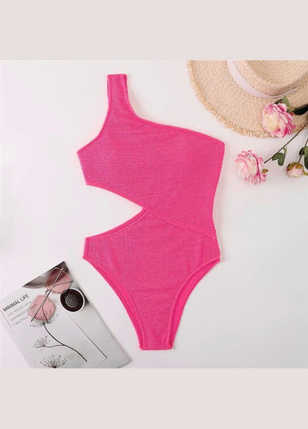Рожевий літній жіночий спільний купальник жатка asymmetry монокіні рожевий No Brand