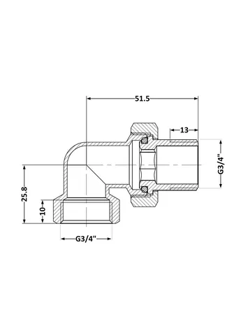 Сгон-американка Base 3/4"ВН никель, угловой SD191W20 Thermo Alliance (400361147)