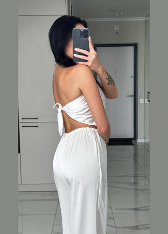 Нежный шёлковый костюм для жаркой погоды в молочном цвете No Brand 1243-3 (342724064)