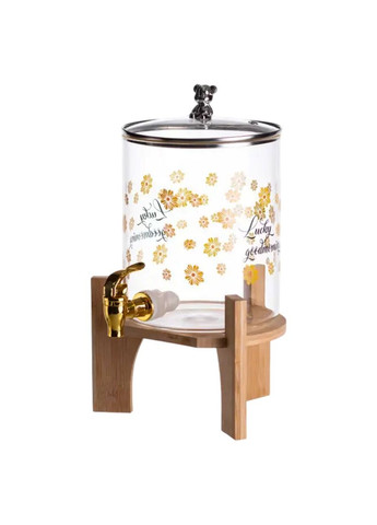 Лимонадница с краном 3.6 л. стеклянная диспенсер для напитков на деревянной подставке для пикника и праздников. ProDobro (364191805)