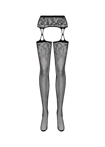 Панчохи-стокінги з рослинним малюнком Garter stockings S206 чорні - CherryLove Obsessive (282958948)