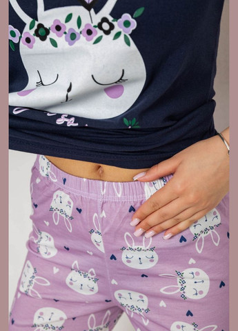 Синяя пижама женская с принтом, 243r15664 Polkan